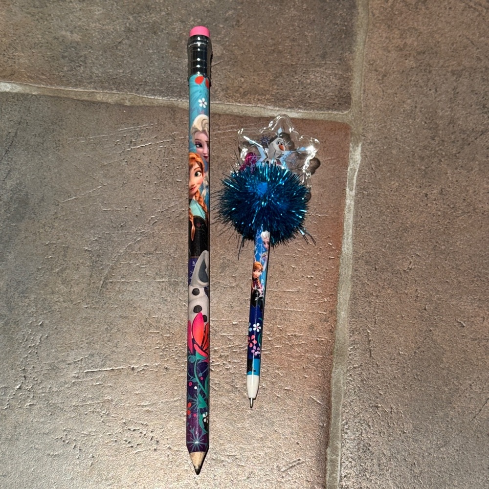 Frozen Themed Kids extra long Pencil and Pen Set - Blue